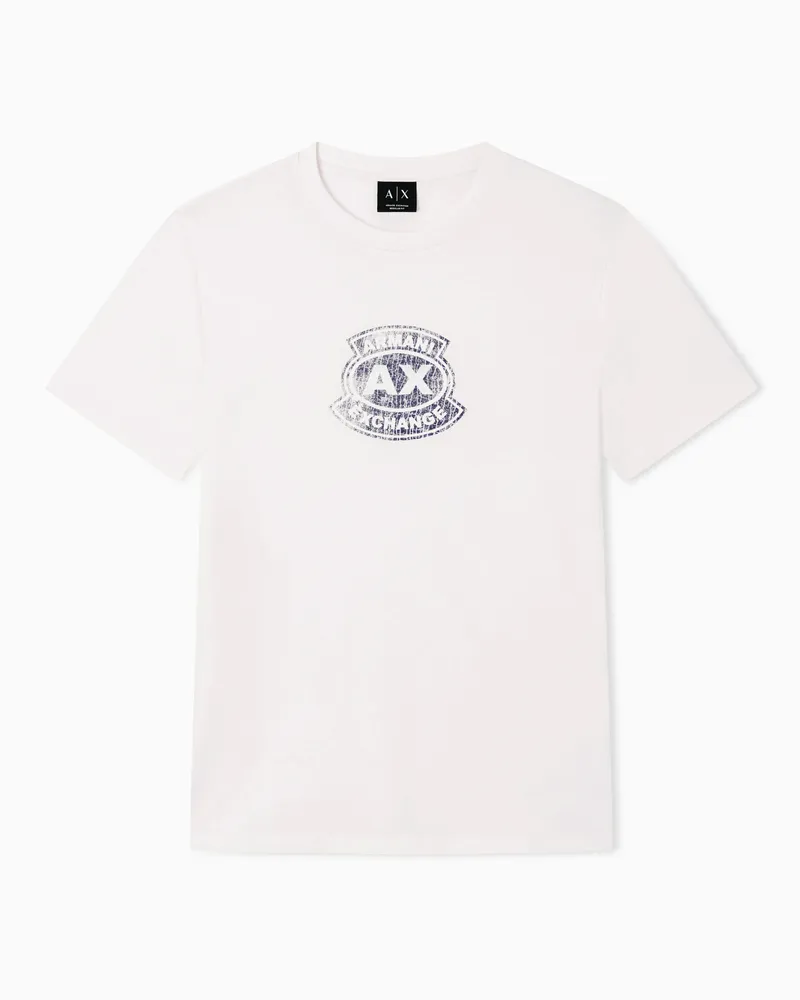 Armani Exchange T-Shirt Regular Fit in Jersey di Cotone Classico Bianco