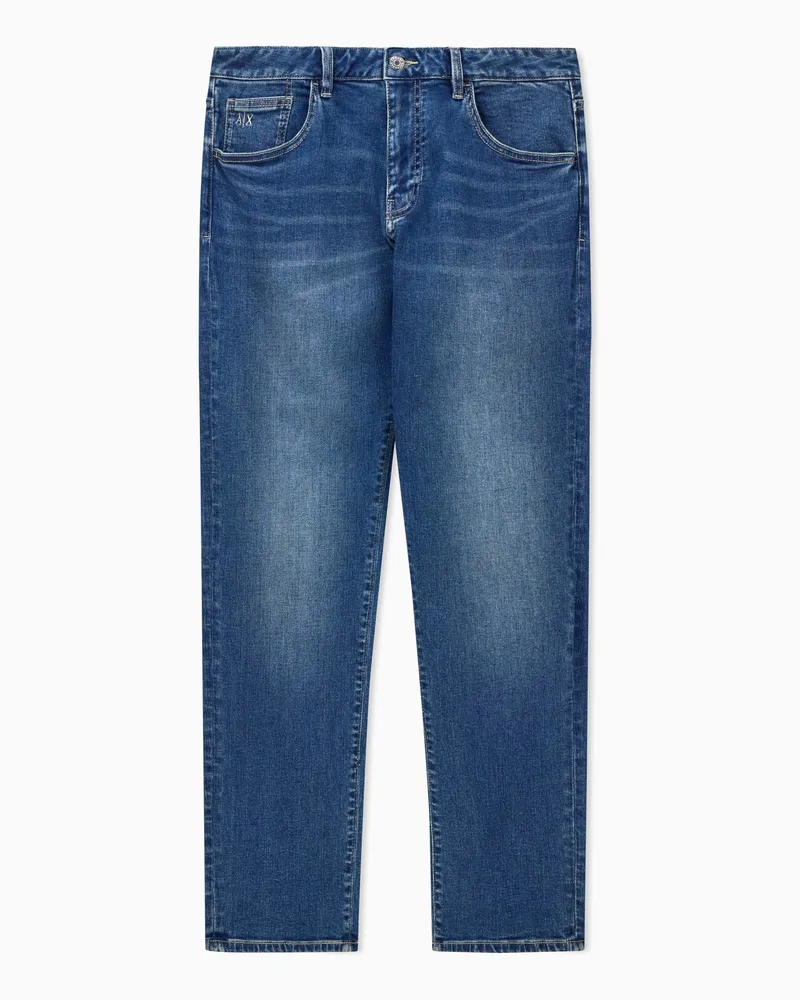 Armani Exchange Jeans con lavaggio medio dritti a 5 tasche Blu