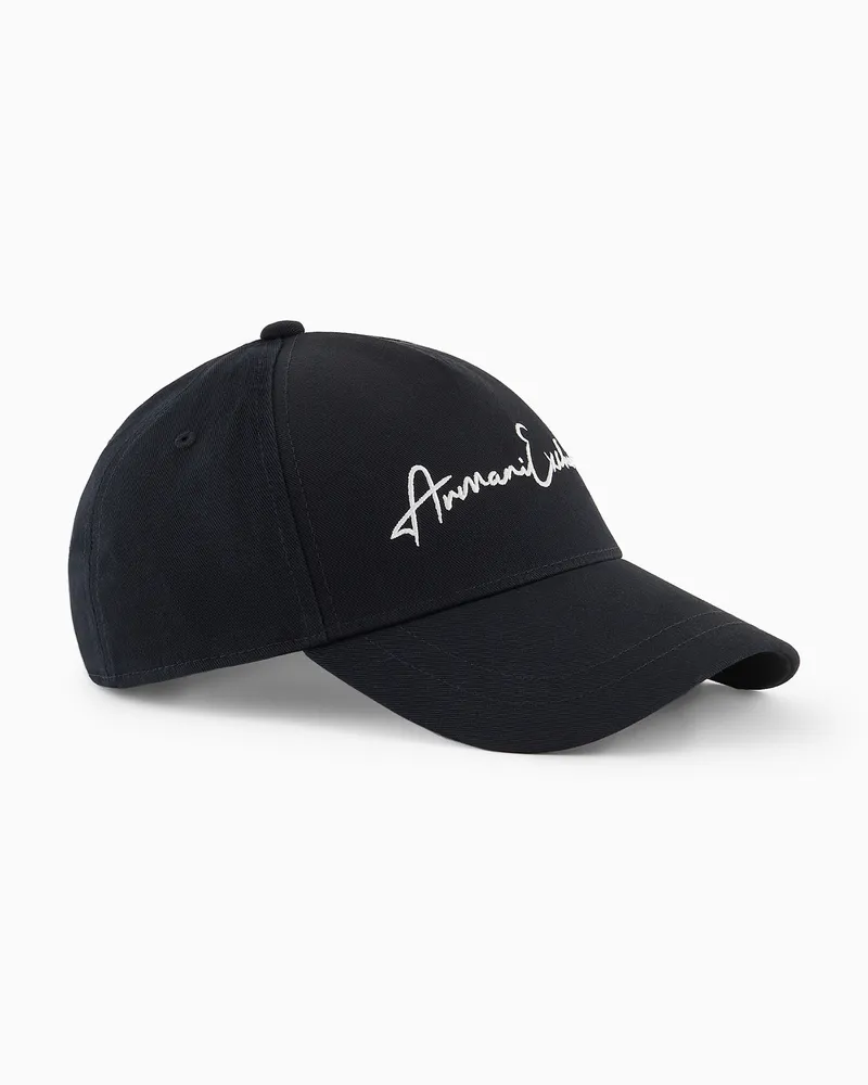 Armani Exchange Cappello con visiera con maxi logo Blu