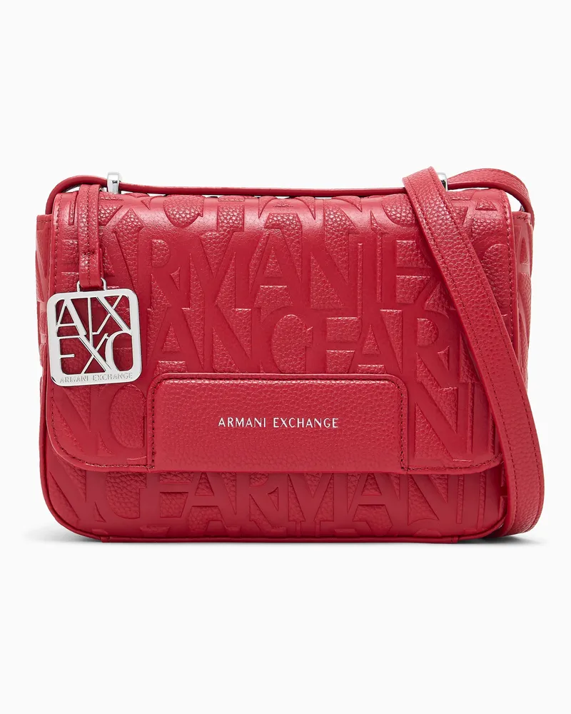 Armani Exchange Borsa crossbody con motivo logo e charm in metallo Rosso