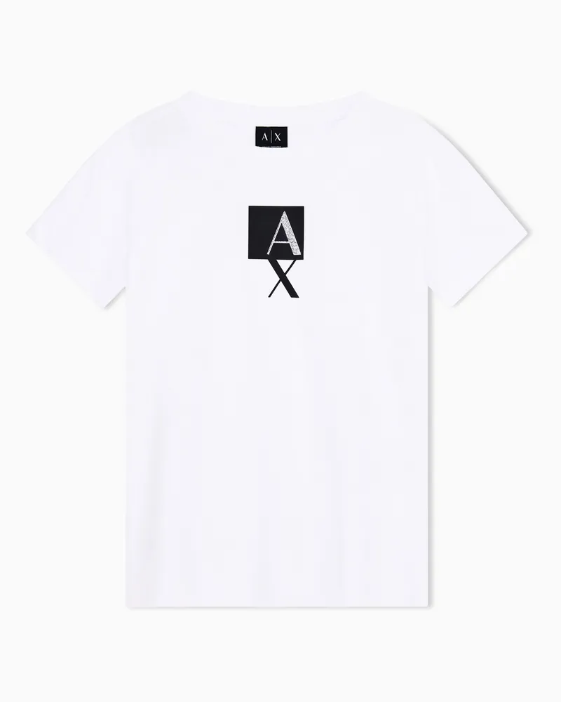 Armani Exchange T-shirt Up For Party in jersey di cotone Bianco