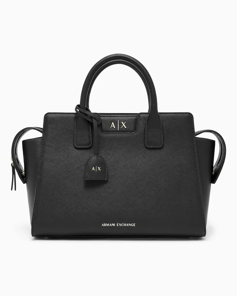 Armani Exchange Borsa shopping con logo e tracolla rimovibile Nero
