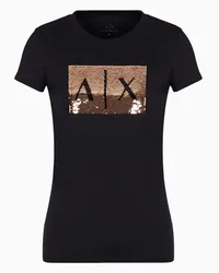 Armani Exchange OFFICIAL STORE T-shirt Slim Fit Con Logo Con Strass Nero