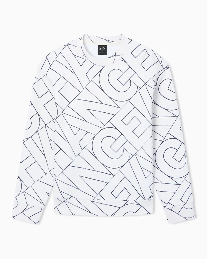 Armani Exchange Felpa in french terry di cotone Bianco