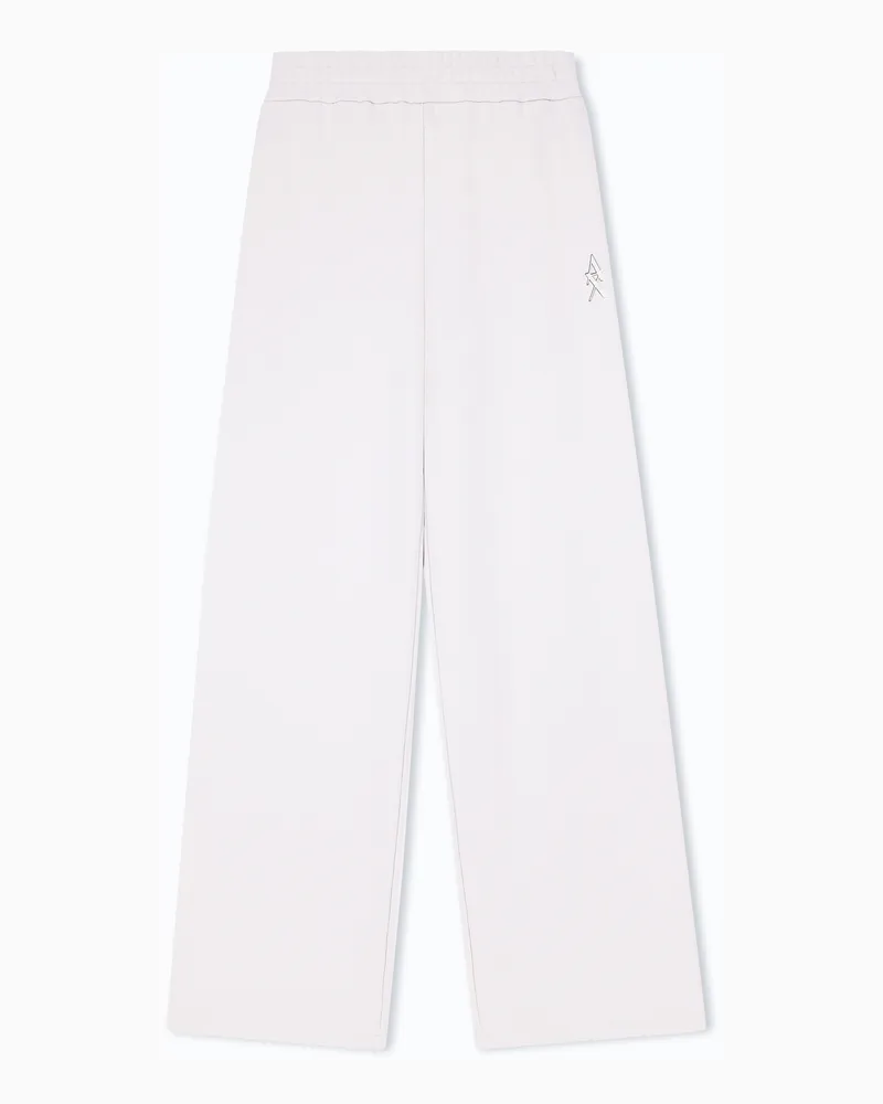 Armani Exchange Pantaloni wide leg in cotone french terry con logo Beige