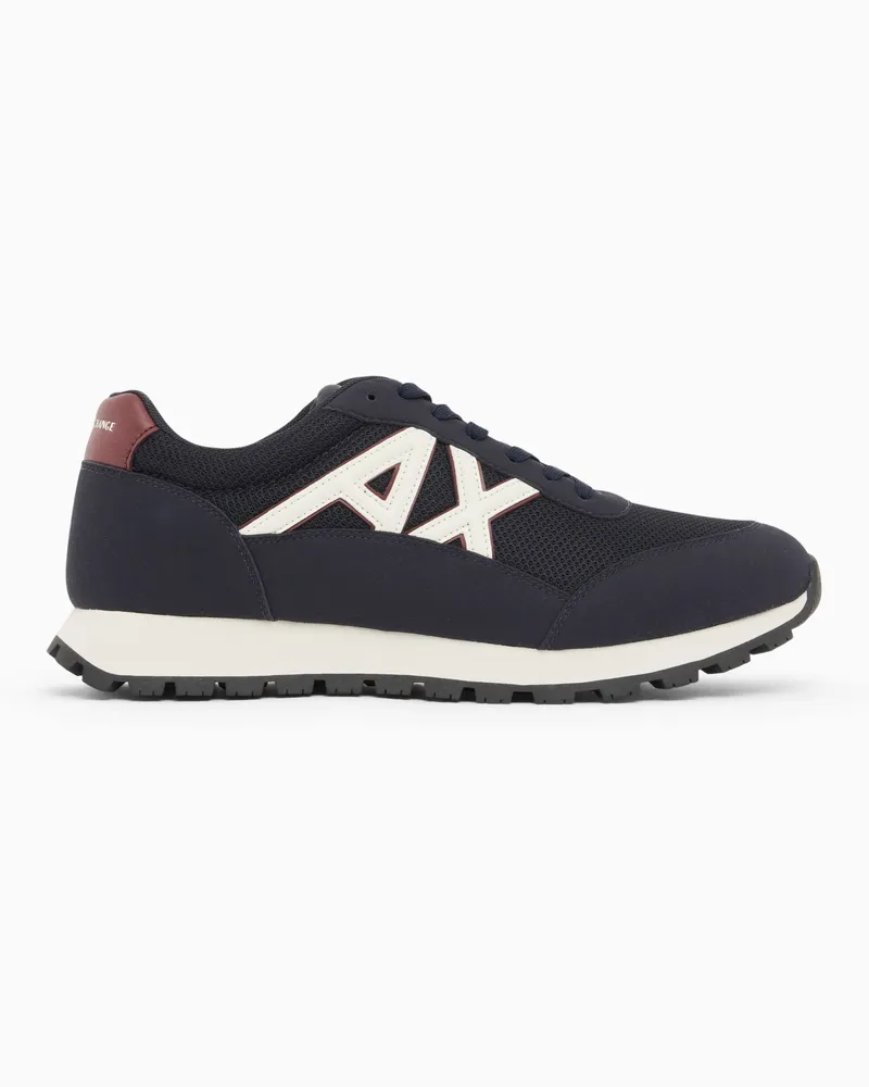 Armani Exchange Sneakers in mesh e microfibra con suola in gomma Blu
