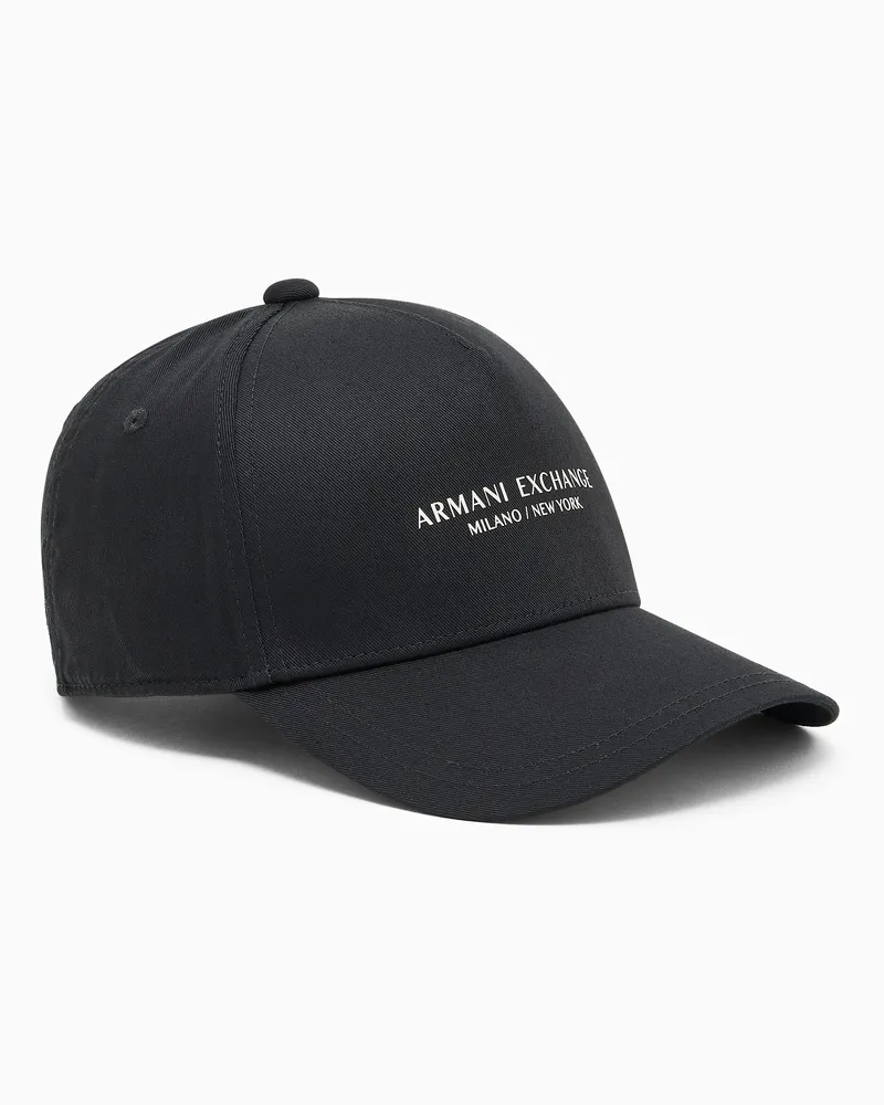 Armani Exchange Cappello logo da baseball regolabile in cotone Nero