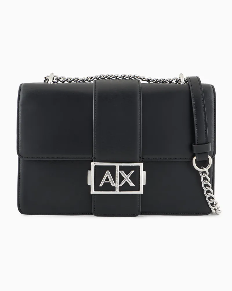 Armani Exchange Borsa crossbody effetto pelle con tracolla a catena Nero