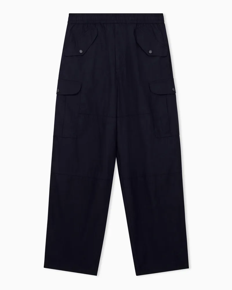 Armani Exchange Pantaloni cargo over in popeline di cotone Blu