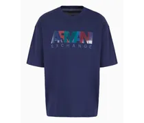 Armani Exchange OFFICIAL STORE T-shirt Relaxed Fit In Jersey Con Logo Multicolor Blu