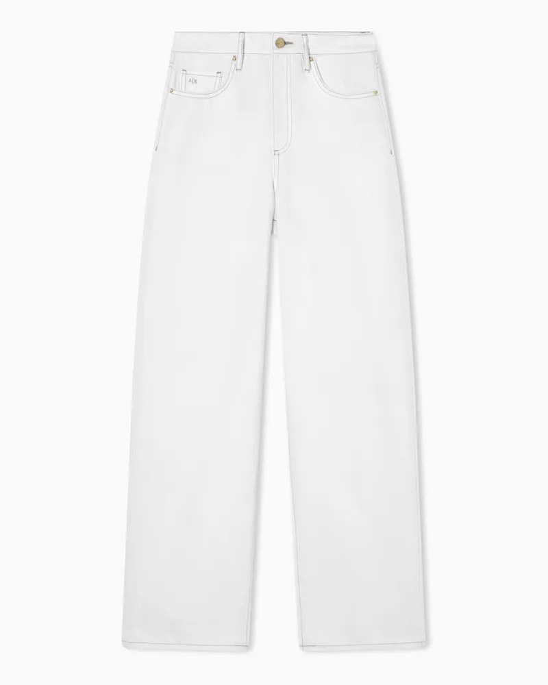 Armani Exchange Jeans Bianco Ottico Relaxed Fit in Denim Rigido Bianco