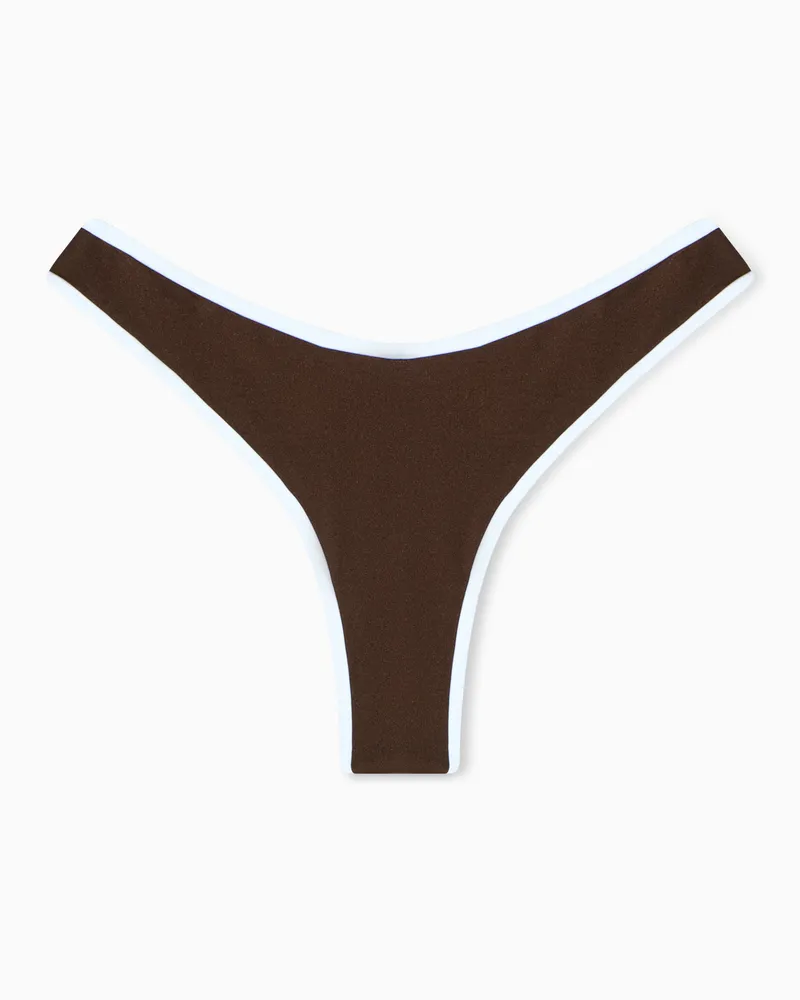 Armani Exchange Slip Bikini Vita Bassa in Nylon Riciclato Stretch Marrone