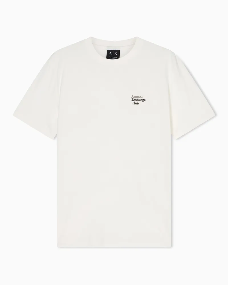 Armani Exchange T-shirt Regular Fit in Jersey di Cotone Classico Bianco