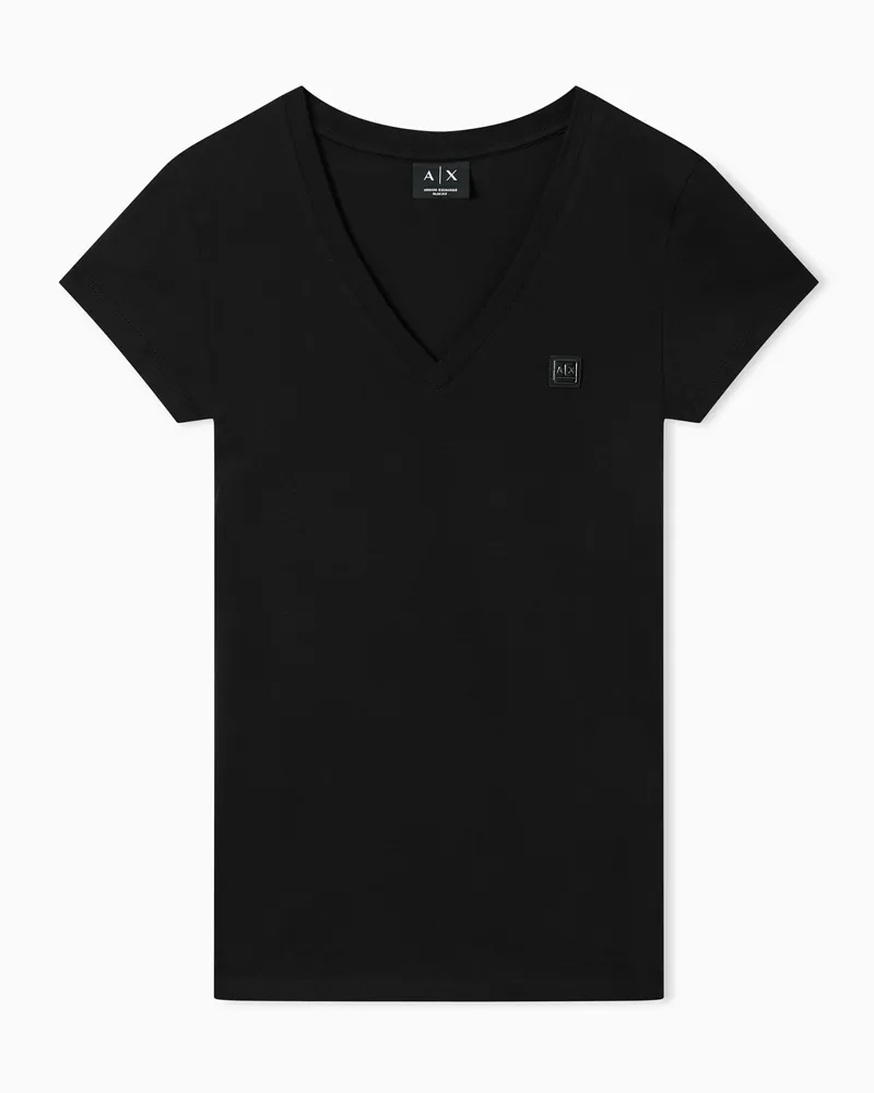 Armani Exchange T-Shirt Slim Fit in Jersey di Cotone Nero