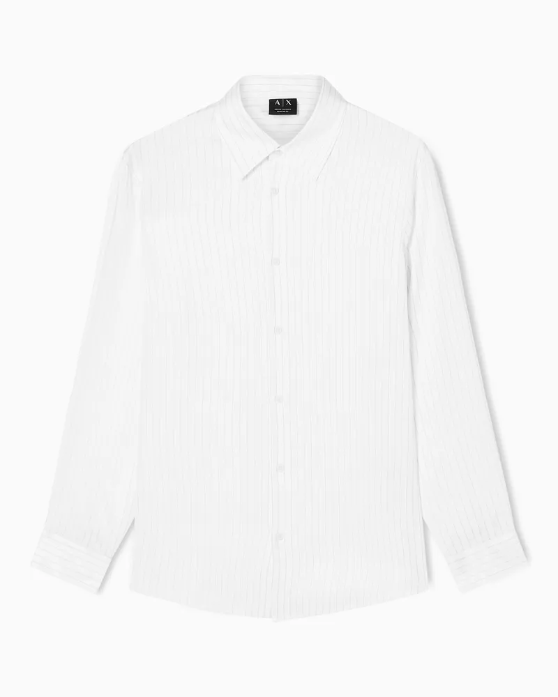 Armani Exchange Camicia regular fit in twill di viscosa Bianco