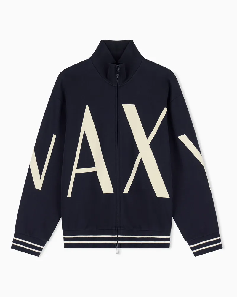Armani Exchange Felpa regular fit in jersey di cotone elasticizzato Nero