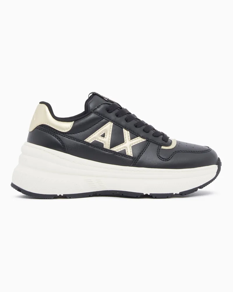 Armani Exchange Sneaker stringata con suola in gomma e logo laterale Nero