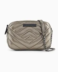 Armani Exchange OFFICIAL STORE Crossbody Bag Con Monogram Floccato Argento