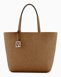 Armani Exchange OFFICIAL STORE Shopper Con Logo All-over Impresso Cammello