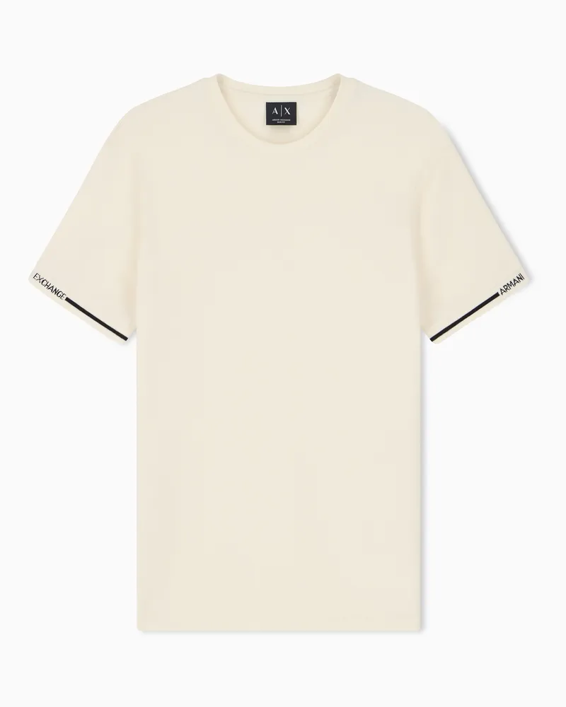Armani Exchange T-shirt slim fit in piquet di cotone Bianco