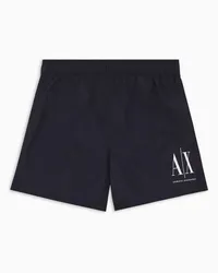 Armani Exchange OFFICIAL STORE Boxer Da Mare In Tessuto Con Logo Blu