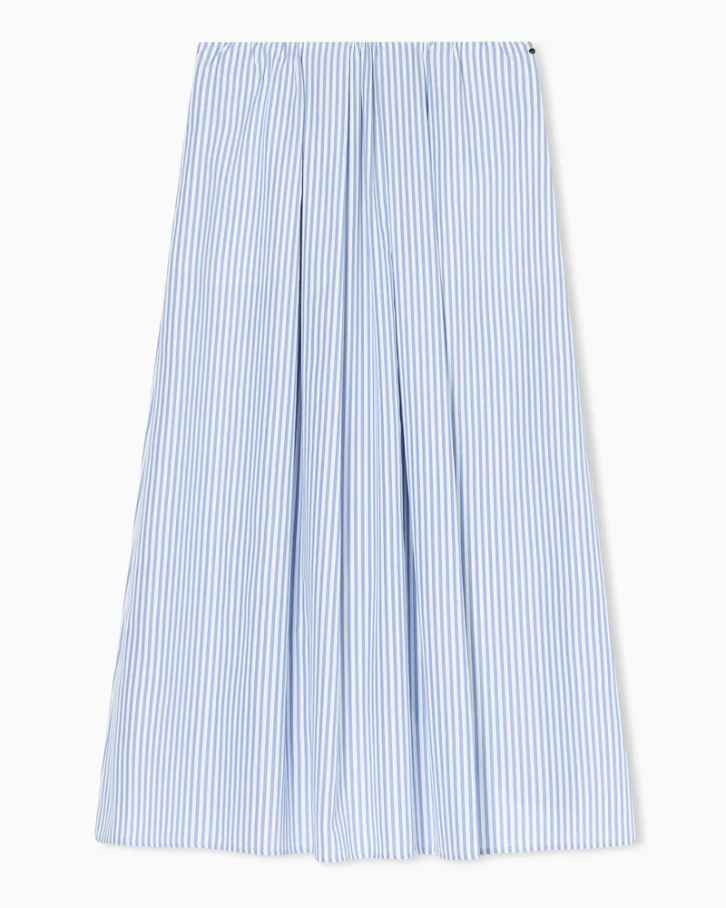 Armani Exchange Gonna Lunga a Righe con Drappeggio Asimmetrico Azzurro