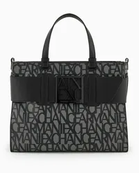 Armani Exchange OFFICIAL STORE Borsa Tote Grande Con Dettaglio A Contrasto Nero