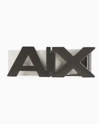 Armani Exchange OFFICIAL STORE Cintura Reversibile In Pelle Con Fibbia Logo In Metallo Satinato Bianco