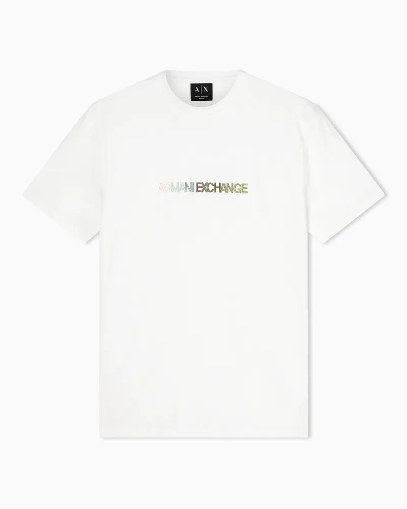 Armani Exchange T-Shirt Slim Fit in Jersey di Cotone Classico Bianco