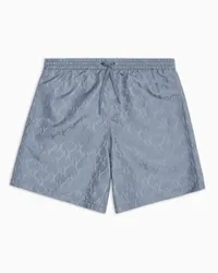 Armani Exchange OFFICIAL STORE Costume Boxer In Tessuto Monogram Azzurro