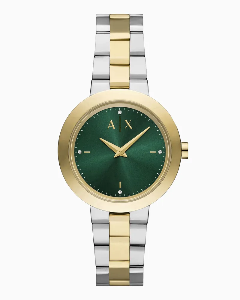 Armani Exchange Orologio a due lancette in acciaio inossidabile bicolore Multicolore