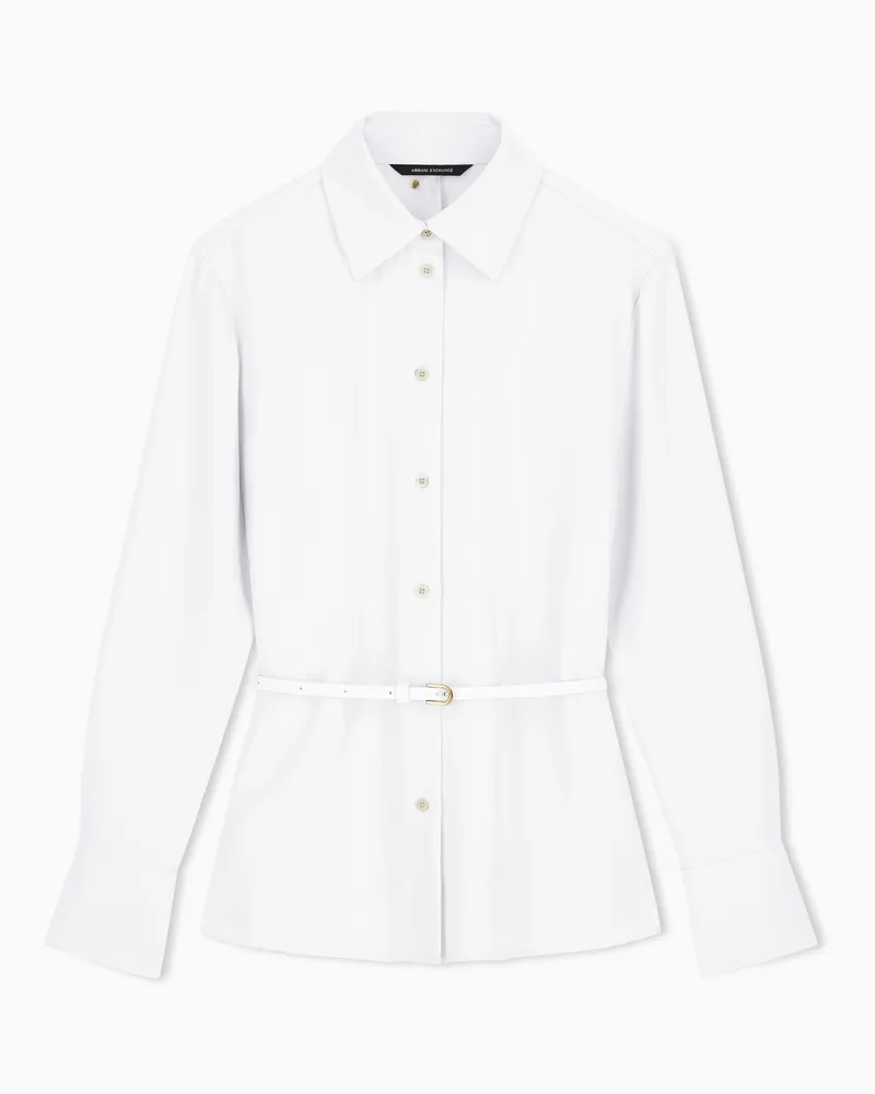 Armani Exchange Camicia slim fit in crepe con cintura Beige