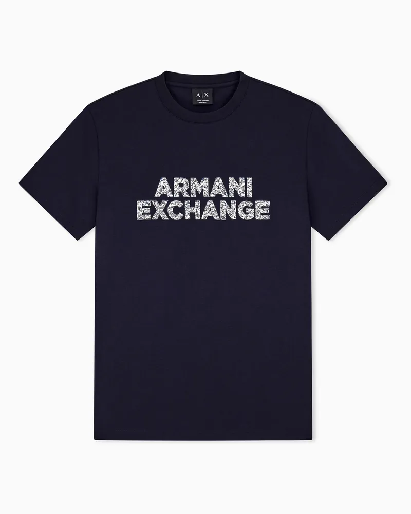 Armani Exchange T-shirt vestibilità regular in jersey di cotone Blu