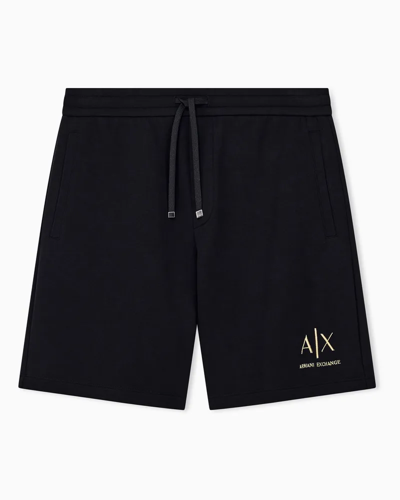 Armani Exchange Shorts in jersey di cotone stretch con coulisse Nero