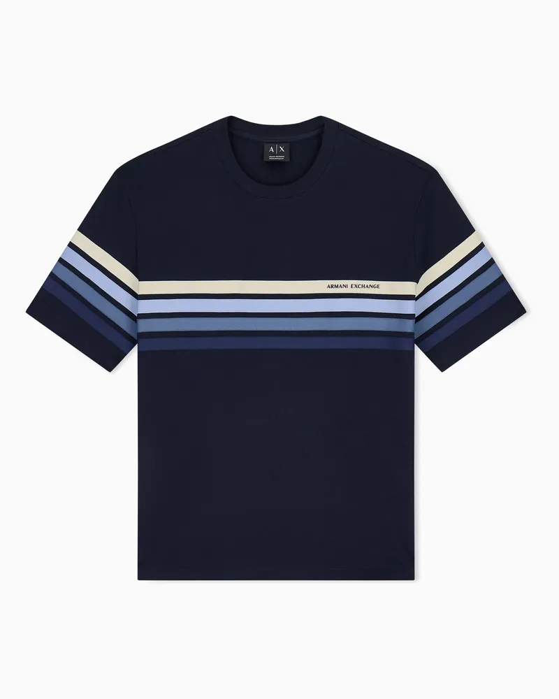Armani Exchange T-shirt Regular Fit in Jersey di Cotone Classico Blu