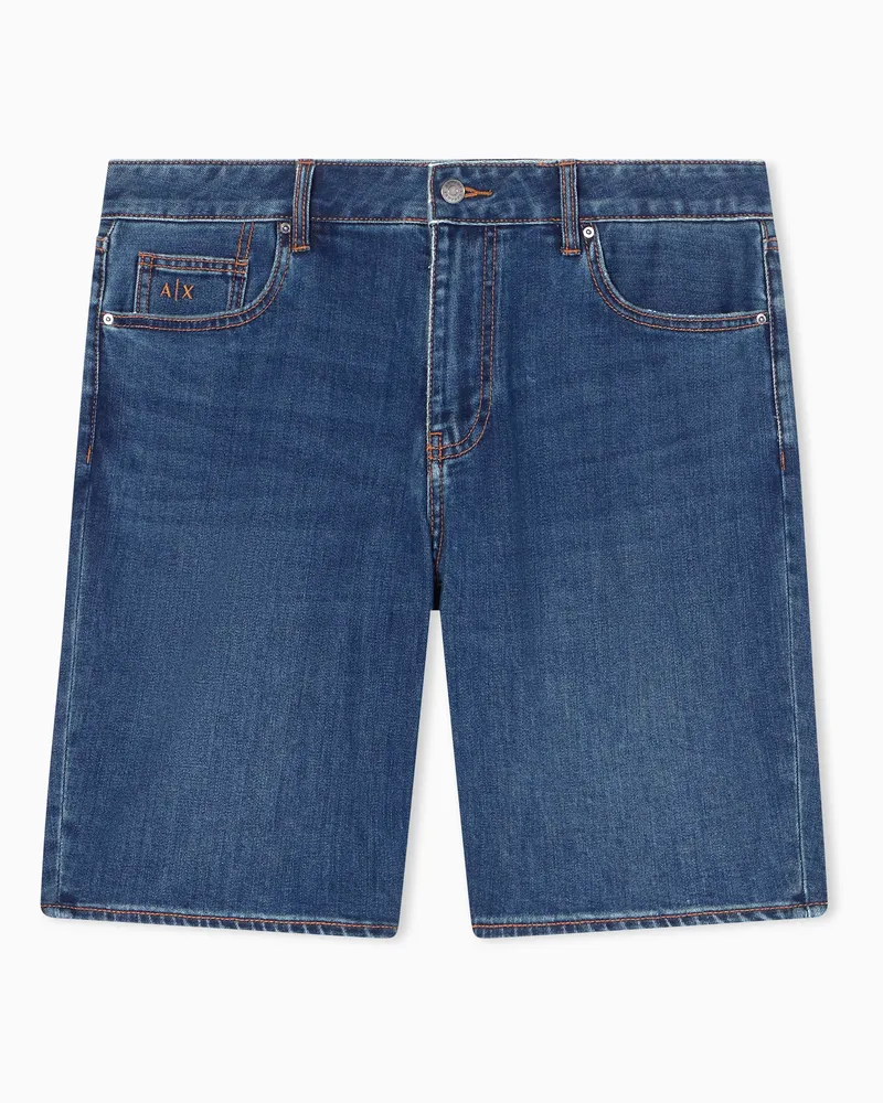 Armani Exchange Shorts in Denim Blu Lavaggio Chiaro Comfort Fit Blu