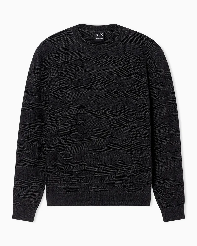 Armani Exchange Pullover in Cotone Mercerizzato a Trama Fine Nero