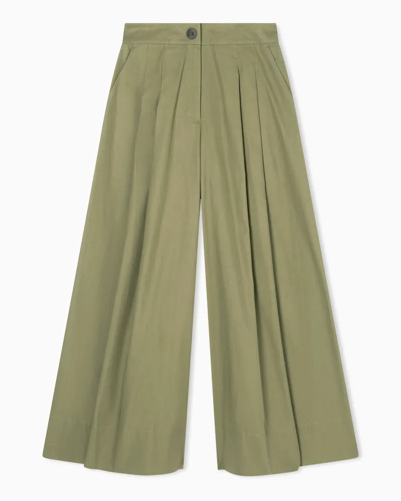 Armani Exchange Pantaloni a palazzo in twill di cotone Verde