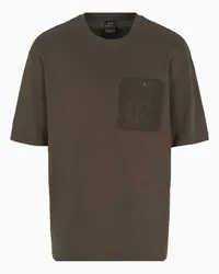 Armani Exchange OFFICIAL STORE T-shirt Relaxed Fit Con Tasca A Contrasto In Cotone Asv Verde