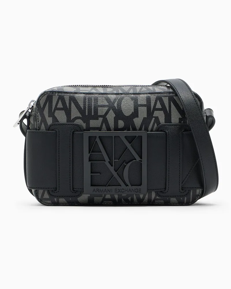 Armani Exchange Borsa mini con tracolla regolabile e motivo monogram Nero
