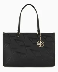 Armani Exchange OFFICIAL STORE Tote Bag Con Logo Emossed Allover Nero