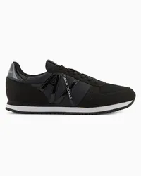 Armani Exchange OFFICIAL STORE Sneakers Con Dettagli In Micro-suede, Mesh E Nylon Nero