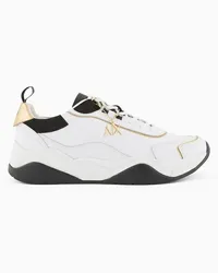 Armani Exchange OFFICIAL STORE Sneakers In Pelle Con Applicazione Logo Bianco