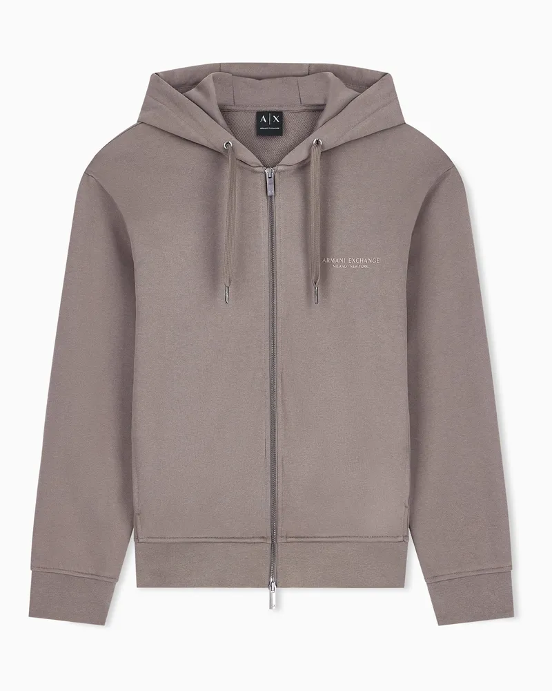 Armani Exchange Felpa regular fit in cotone french terry Marrone