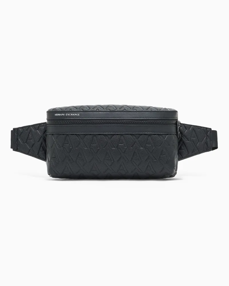 Armani Exchange Marsupio in ecopelle con zip e motivo in rilievo Nero