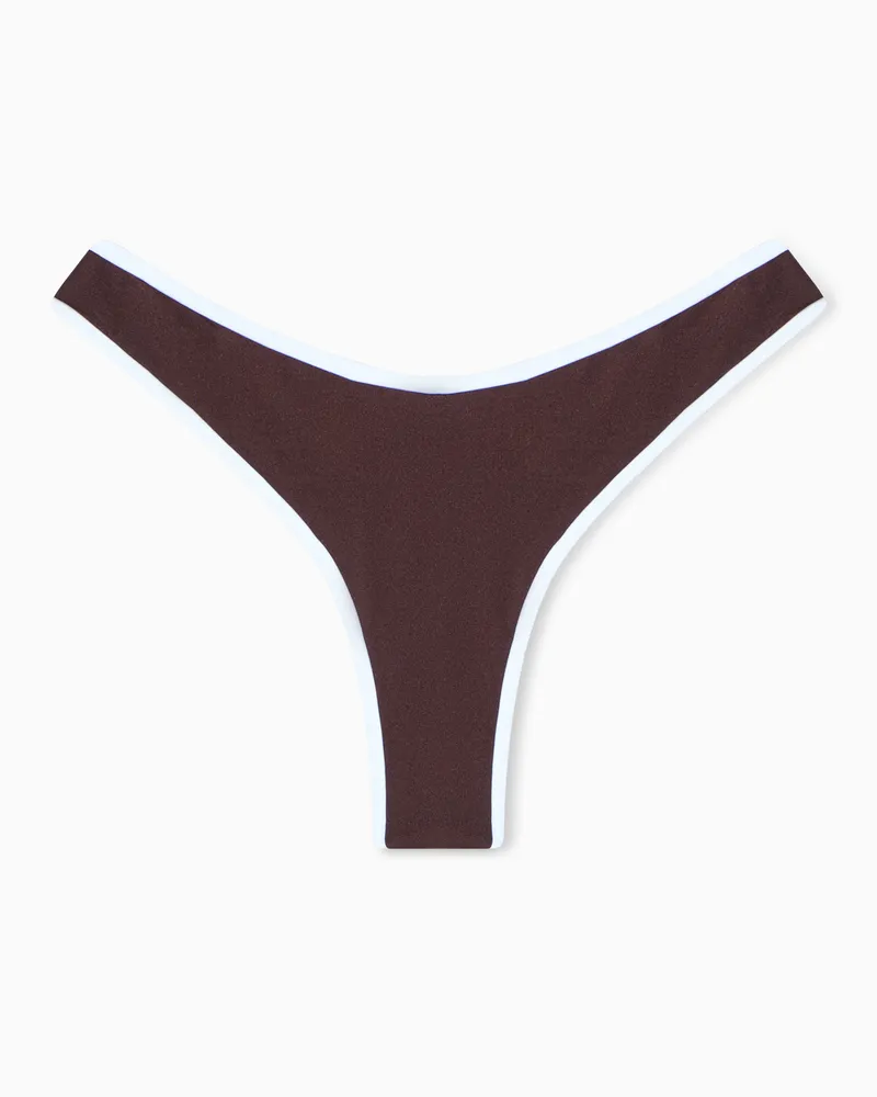 Armani Exchange Bikini slip con profili a contrasto Marrone