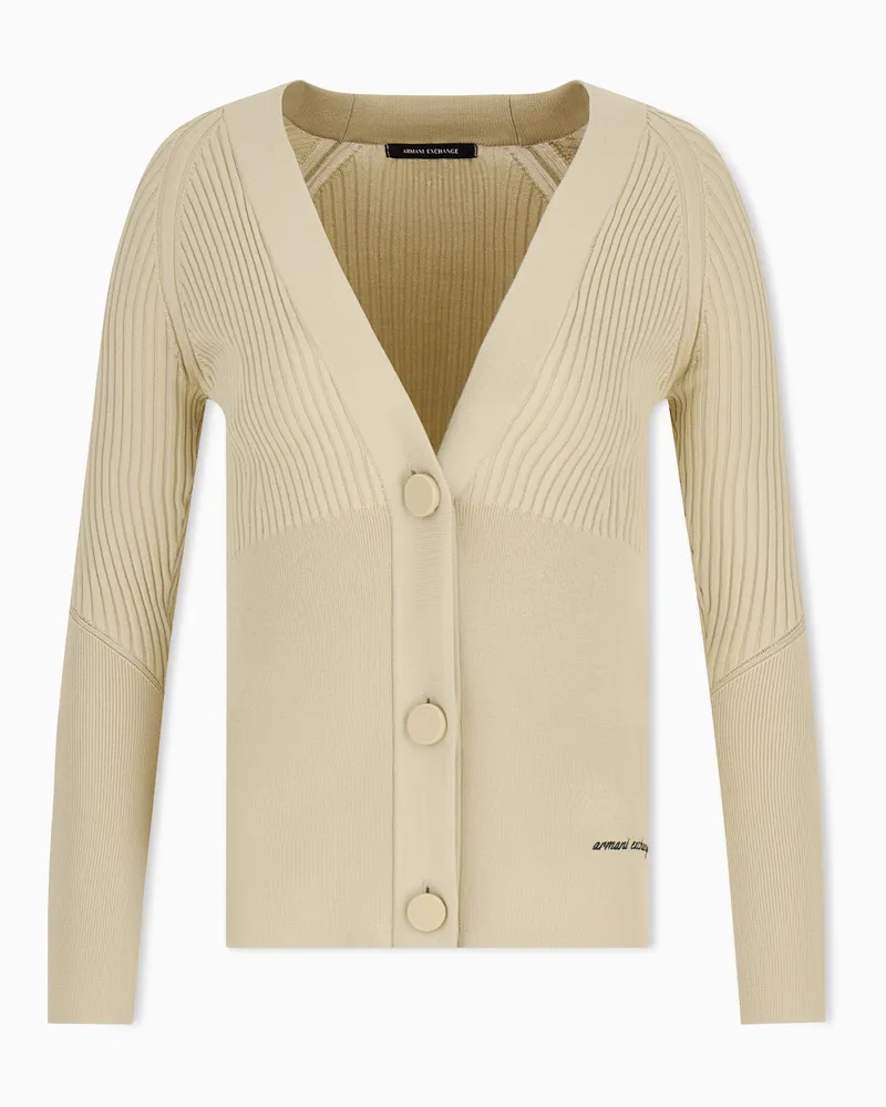 Armani Exchange Cardigan vestibilità regular in viscosa riciclata Beige