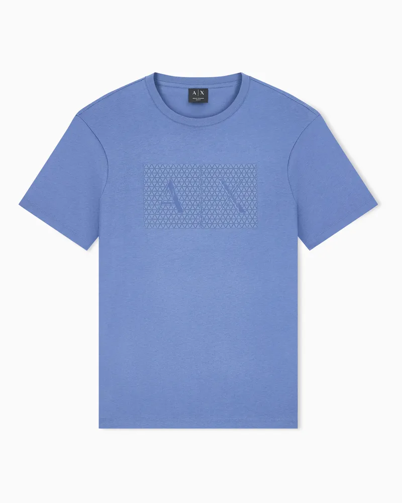 Armani Exchange T-shirt Crossover slim fit in jersey di cotone Azzurro