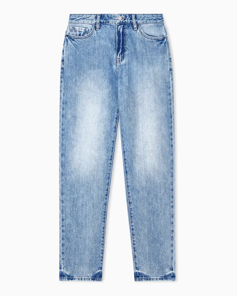 Armani Exchange Jeans 5 tasche fit over in denim di cotone rigido Blu