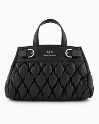 Armani Exchange OFFICIAL STORE Borsa Tote Piccola Effetto Puffy In Materiale Riciclato Asv Nero